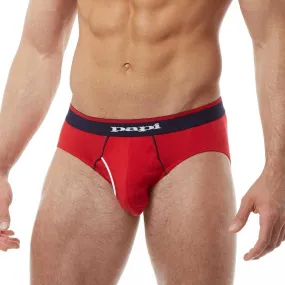 Papi [3 Pack] Heritage Clasico Hip Brief Underwear White & Red & Navy 980411-901 Size M