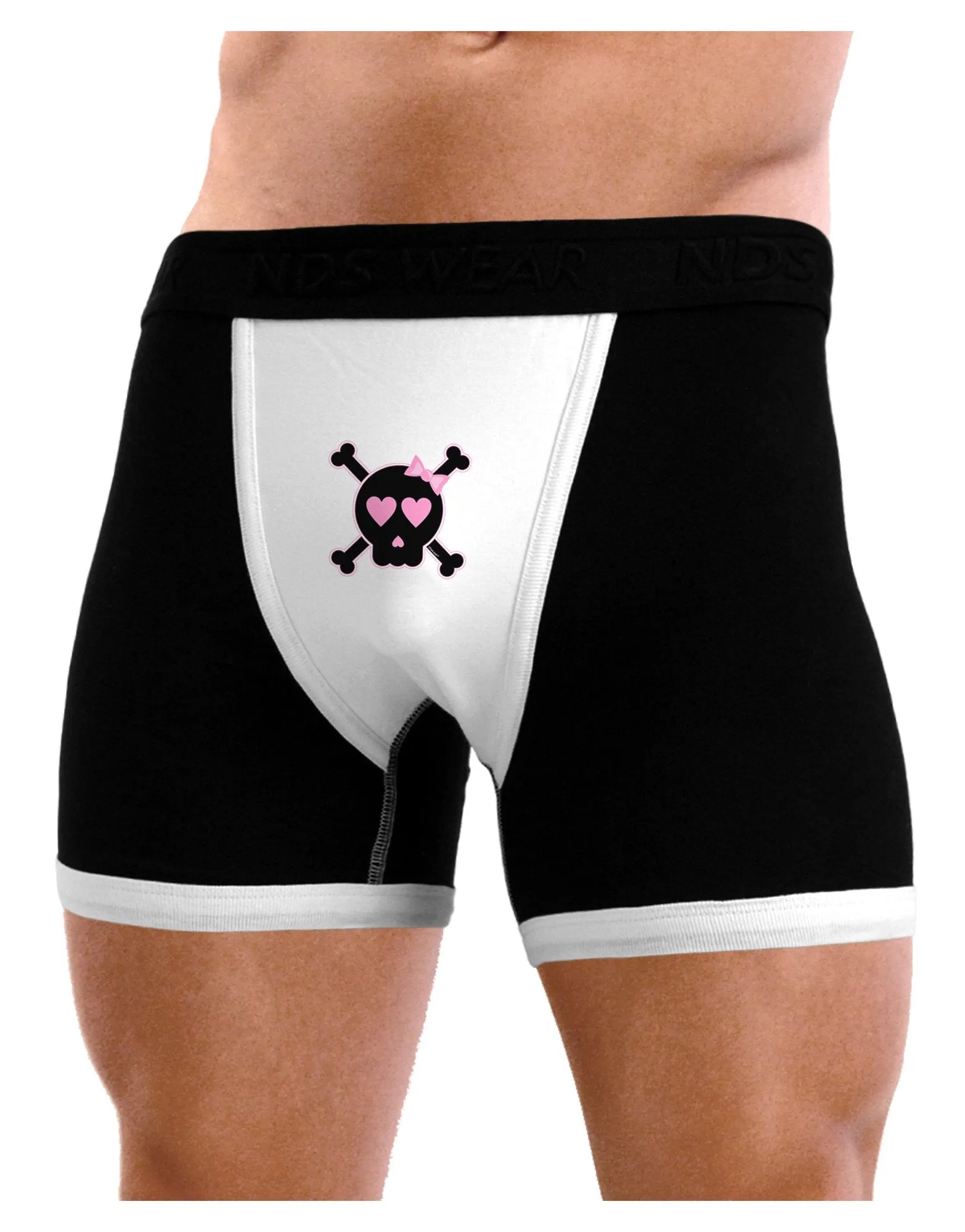 Pink and Black Crossbones Girl Mens Boxer Brief Underwear