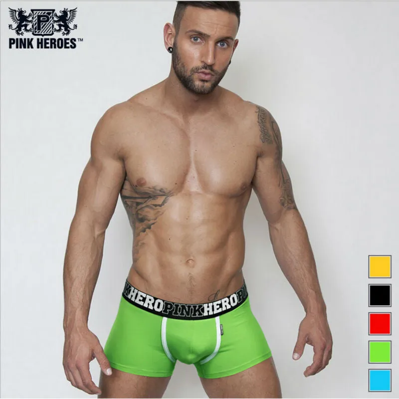 Pink Hero Famous Brand Cotton Men's Boxer Sex Underwear Classic Fashion Underpant Panties Cueca Shorts Man Bulge Pouch Plus Size