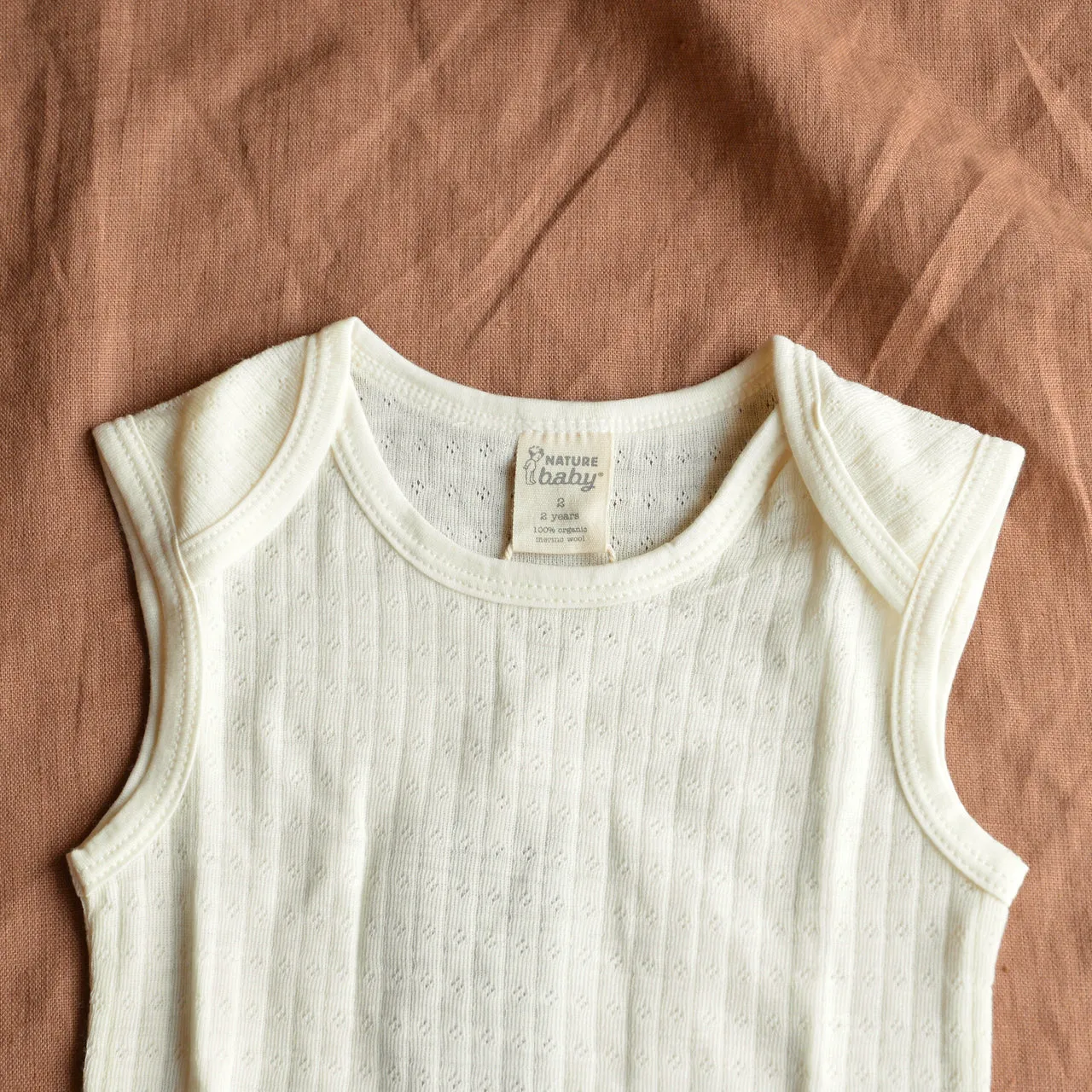 Pointelle Sleeveless Organic Merino Vest - Natural (0-6y)