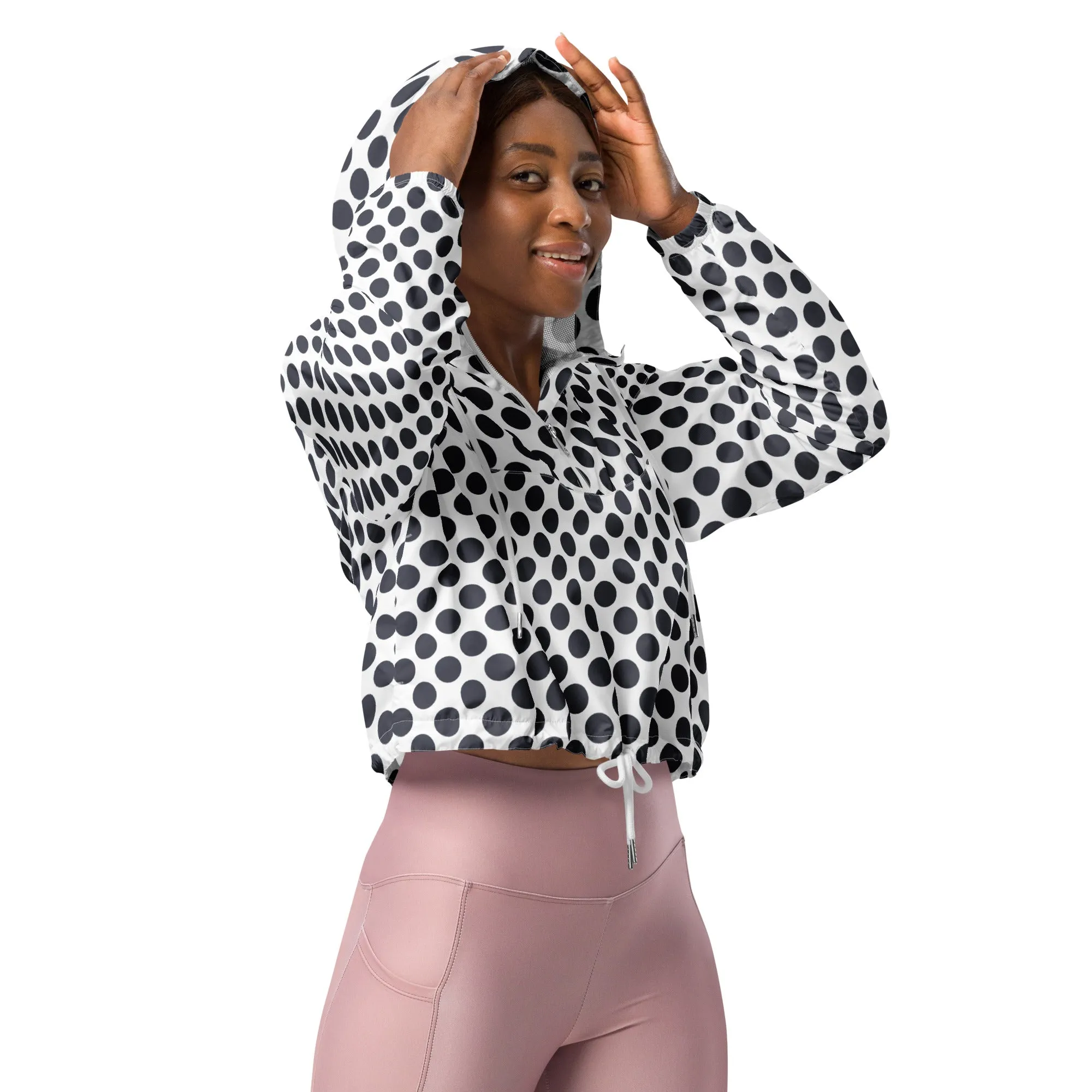 Polka Dot Paynes Gray Women’s cropped windbreaker