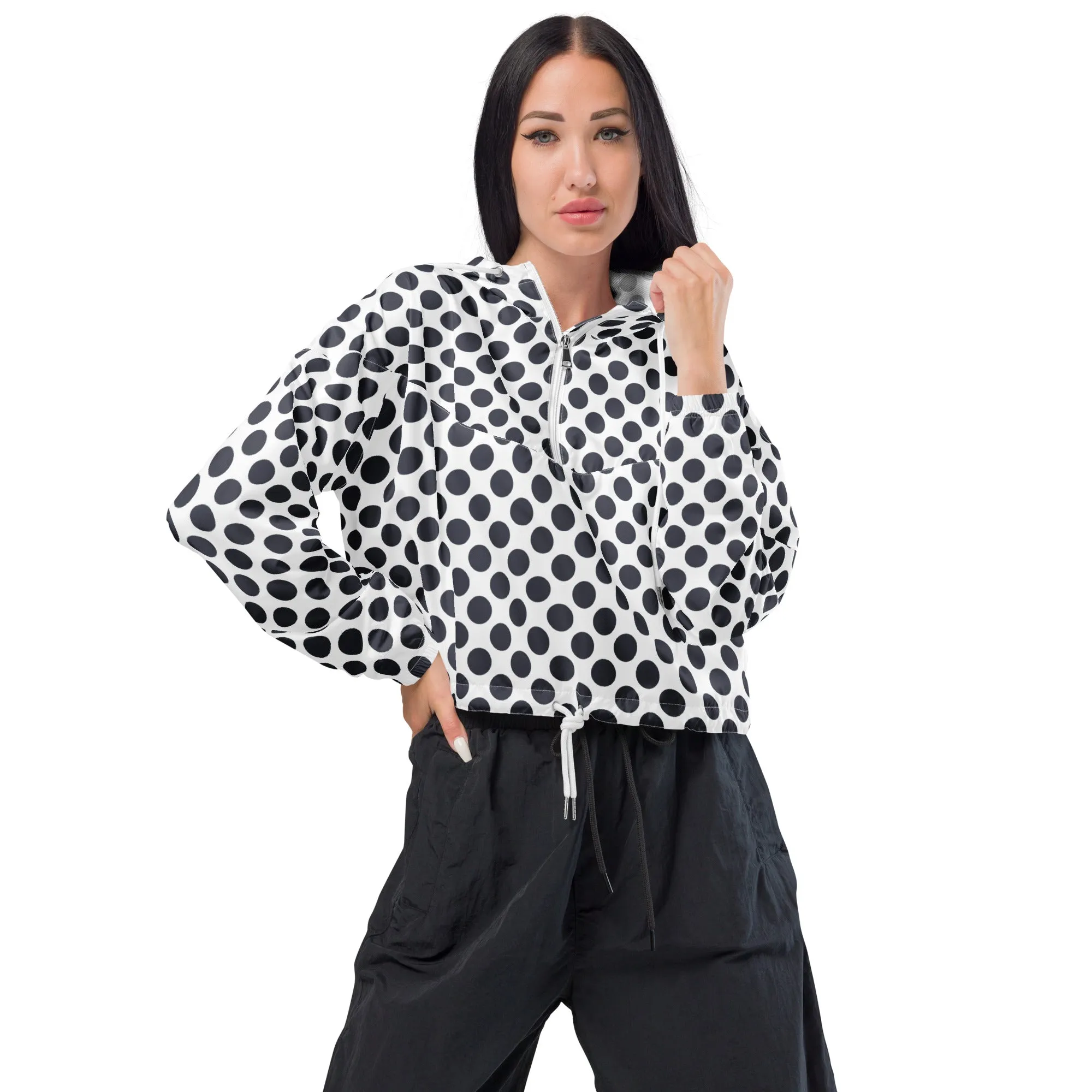 Polka Dot Paynes Gray Women’s cropped windbreaker