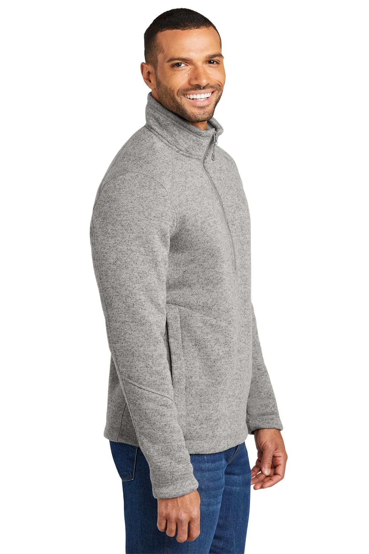 Port Authority Arc Sweater Fleece Custom 1/4-Zips, Deep Smoke Heather