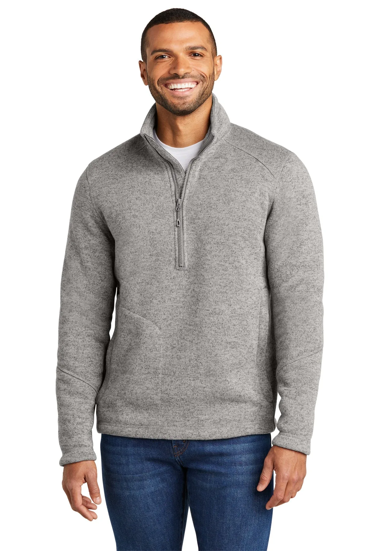 Port Authority Arc Sweater Fleece Custom 1/4-Zips, Deep Smoke Heather