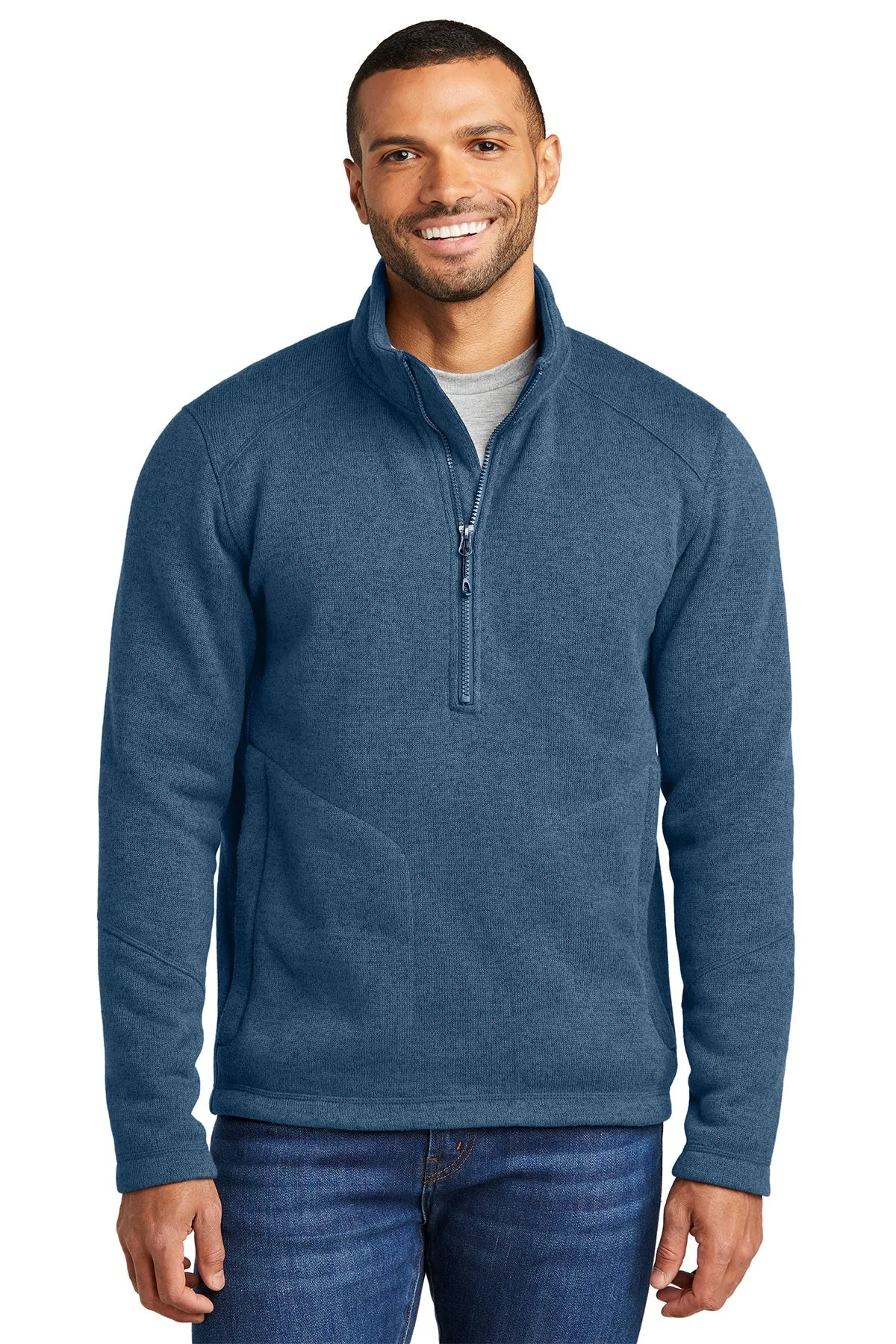 Port Authority Arc Sweater Fleece Custom 1/4-Zips, Insignia Blue Heather