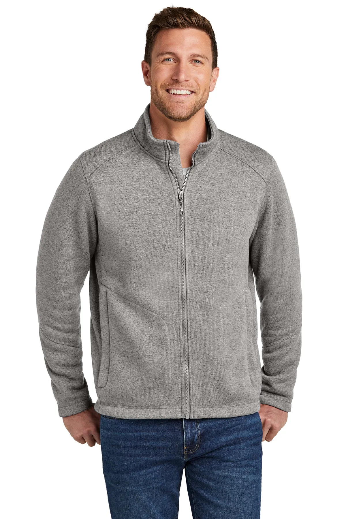 Port Authority Arc Sweater Fleece Custom Jackets, Deep Smoke Heather