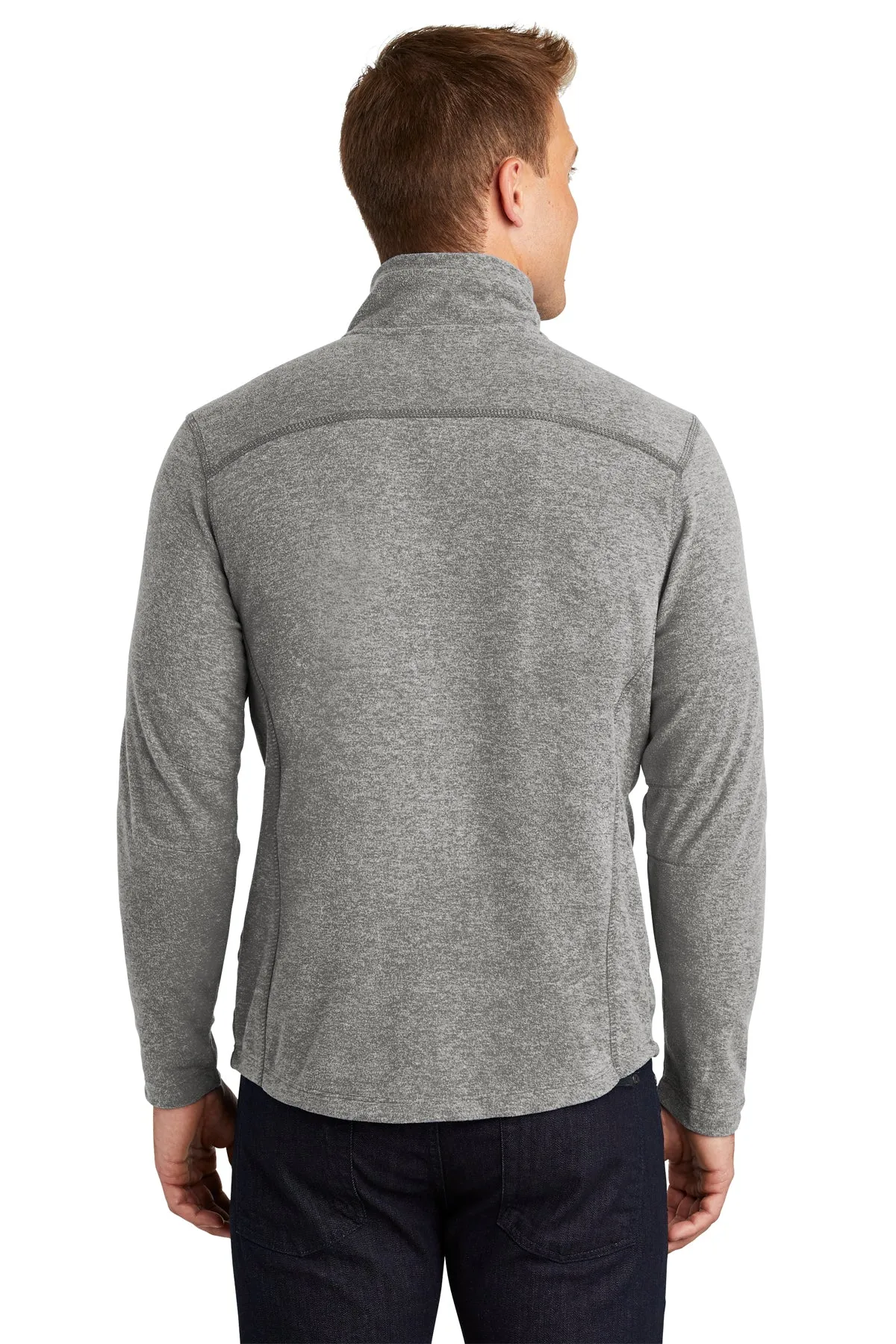 Port Authority Heather Microfleece Branded Full-Zip Jackets, Pearl Grey Heather