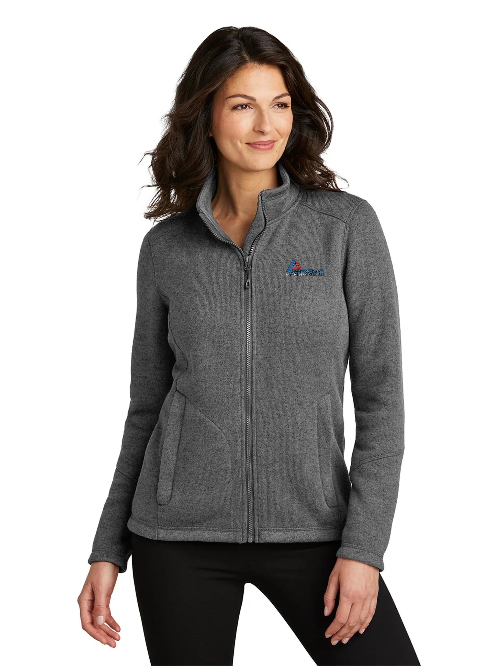 Port Authority Ladies Arc Sweater Fleece Jacket, Grey Smoke Heather [Allendale Machinery Systems]