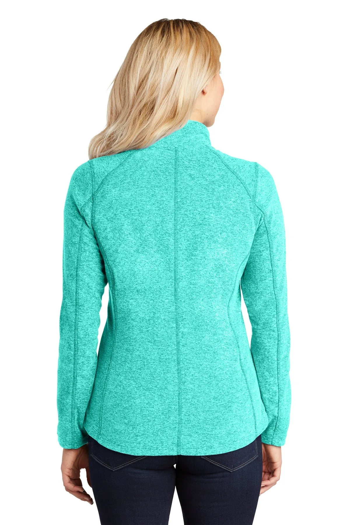 Port Authority Ladies Heather Microfleece Branded Full-Zip Jackets, Aqua Green Heather