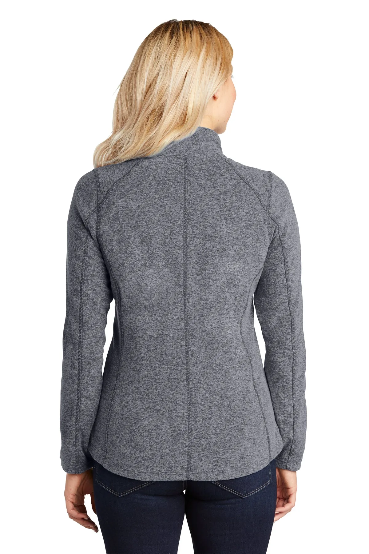 Port Authority Ladies Heather Microfleece Branded Full-Zip Jackets, True Navy Heather