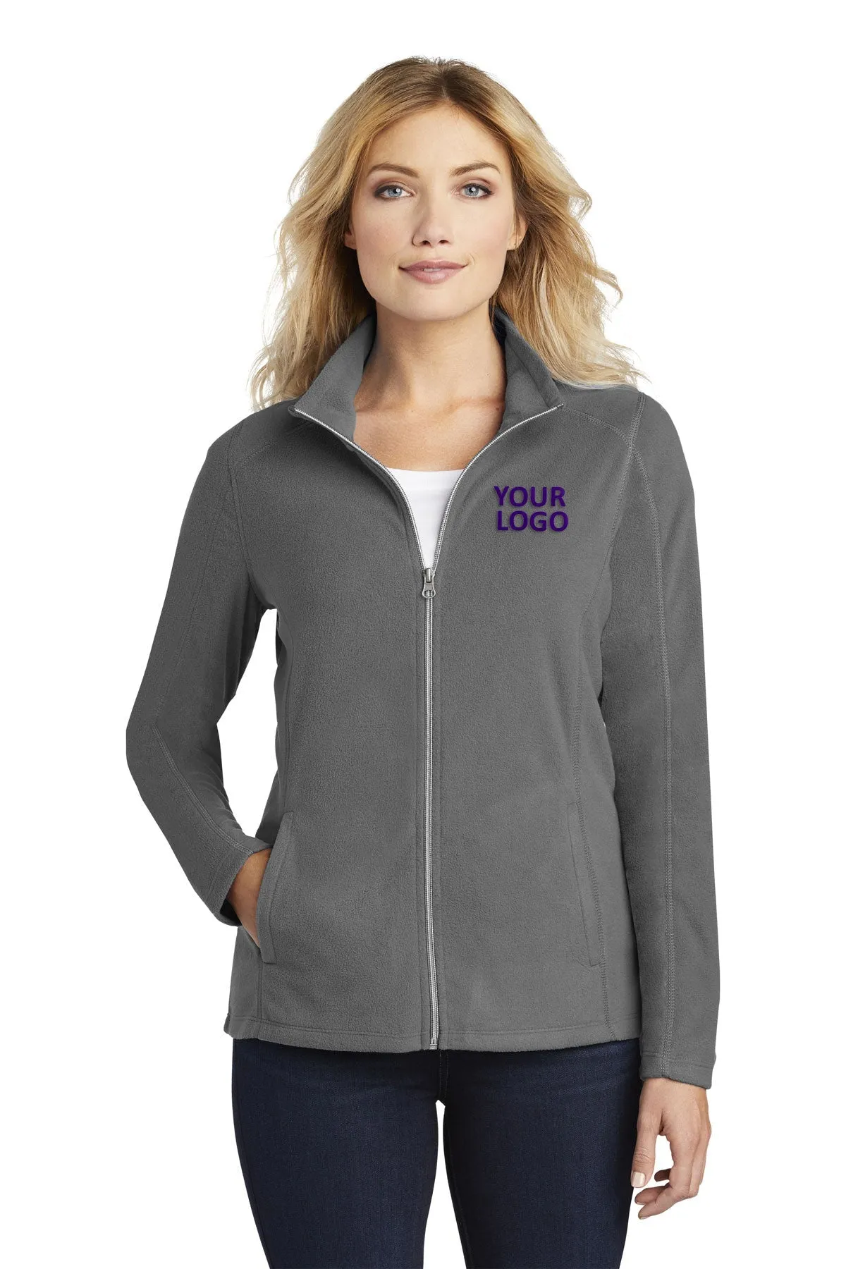 Port Authority Ladies MicroFleece Customized Jackets, Pearl Grey