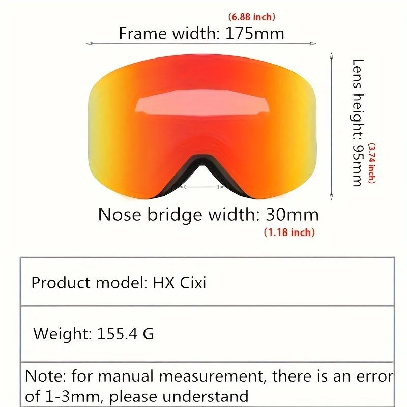 ProShield Snowboard Goggles - Anti-Fog, Double Layer, Magnetic Ski Goggles for Men and Women - High-Clarity, Impact-Resistant, Ventilated, and Adjustable Snow Goggles