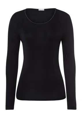 Pure Silk Fitted Silk Crew Neck Top | Black 71719-019