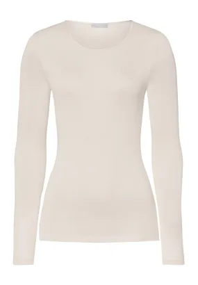 Pure Silk Fitted Silk Crew Neck Top | Pale Cream 71719-116