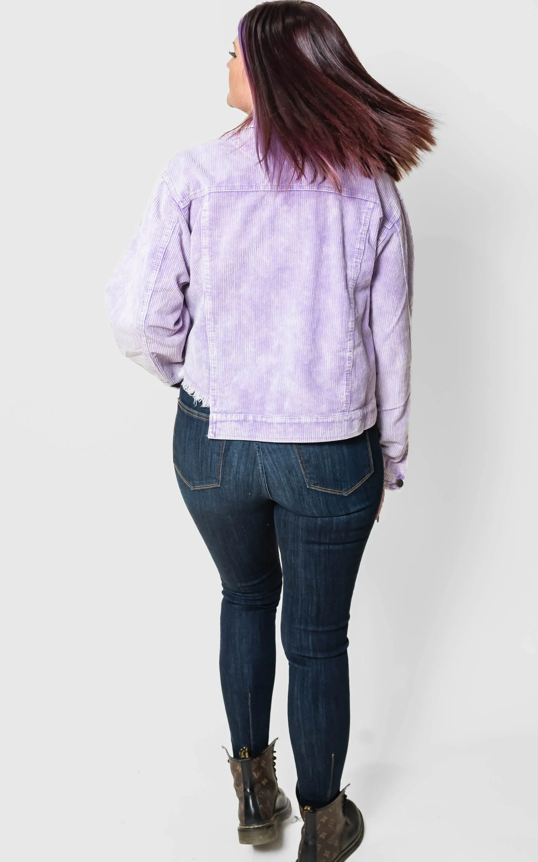 Purple Iris Cropped Corduroy Jacket - POL