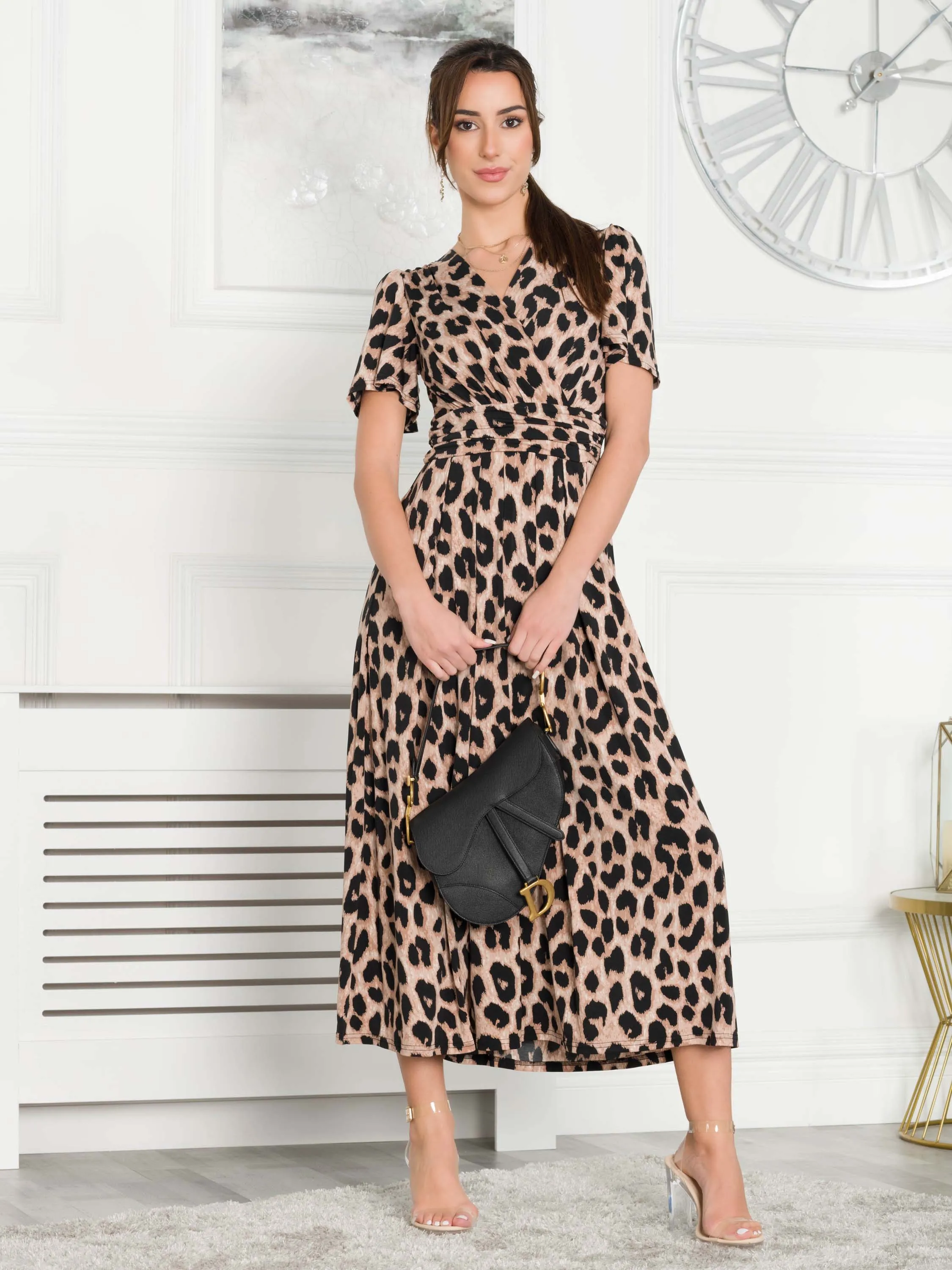 Quaya Animal Print Jersey Maxi Dress, Pink Animal