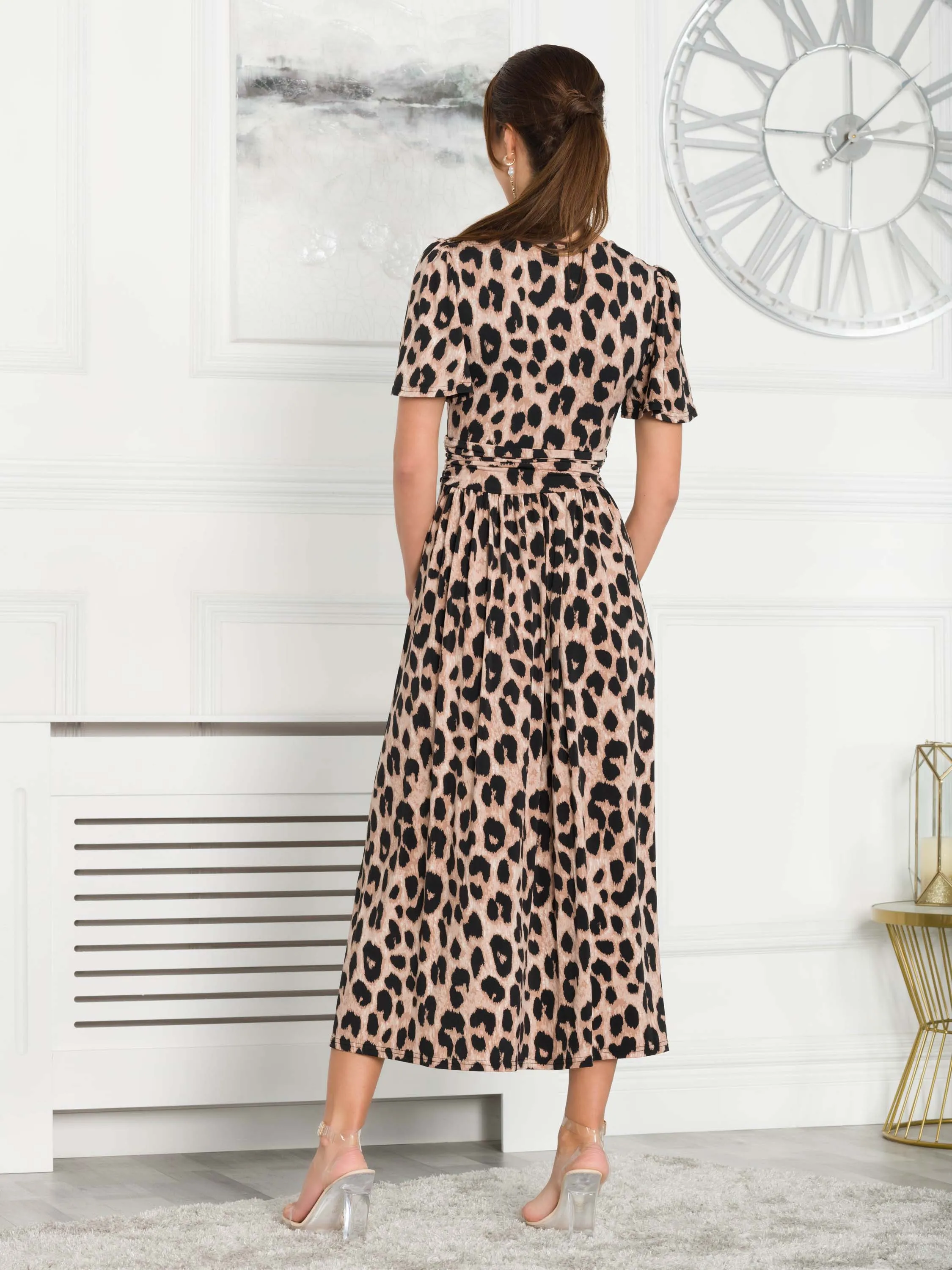 Quaya Animal Print Jersey Maxi Dress, Pink Animal