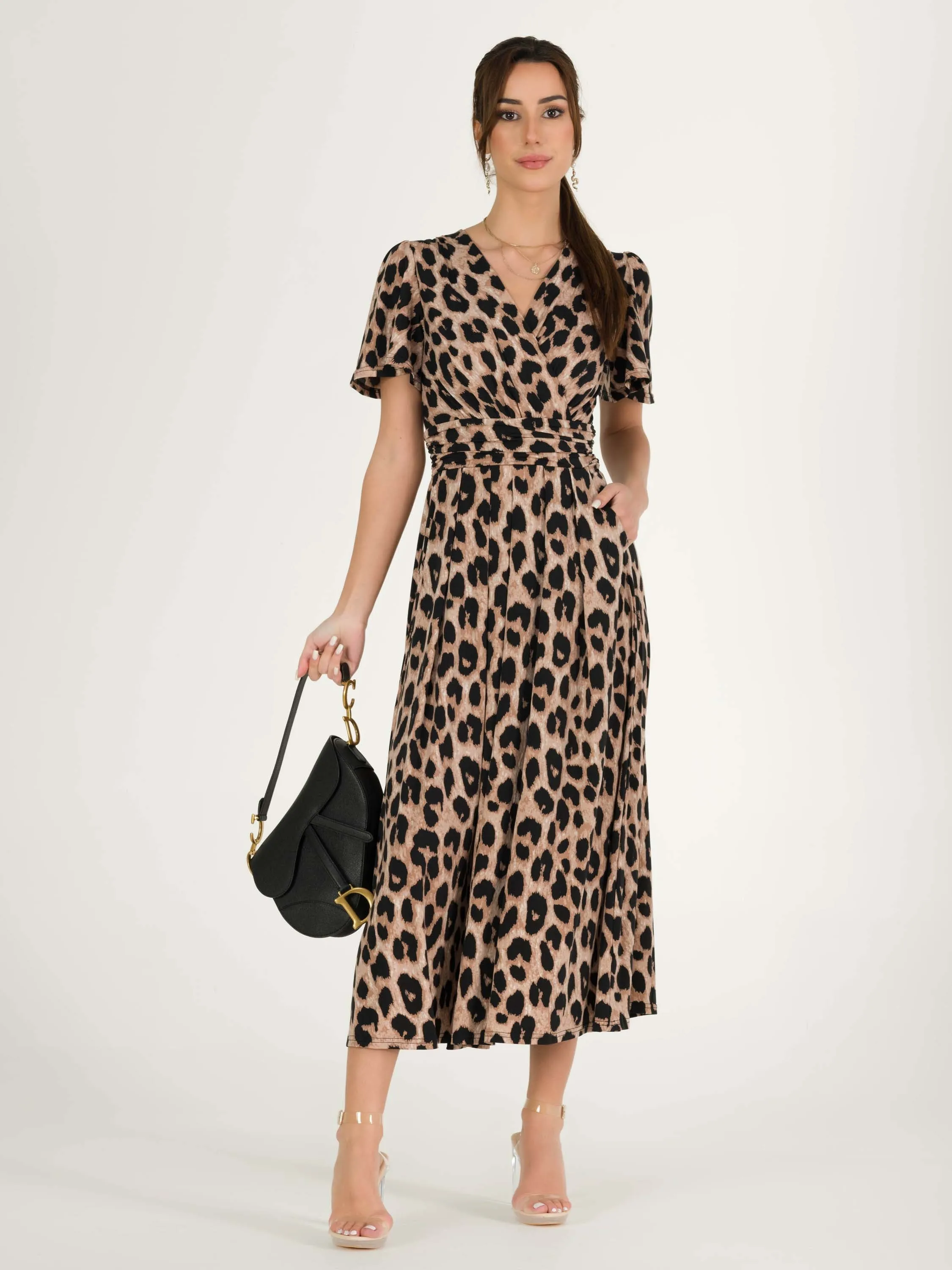 Quaya Animal Print Jersey Maxi Dress, Pink Animal