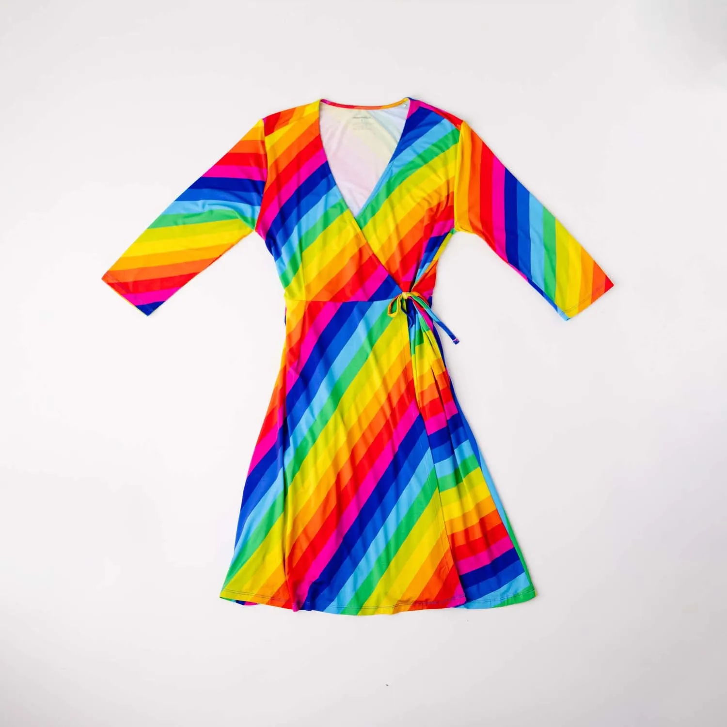 Rainbow Stripe Women's Half Sleeve Lounge Wrap Dress