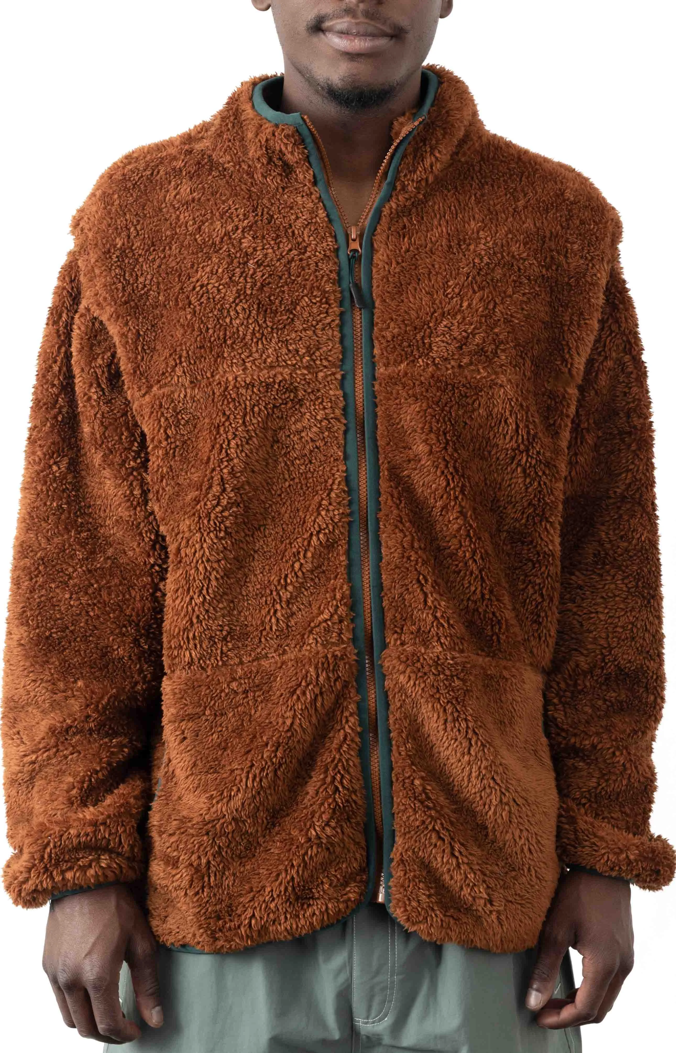 Reversible High Pile Fleece Jacket - Cocoa Brown