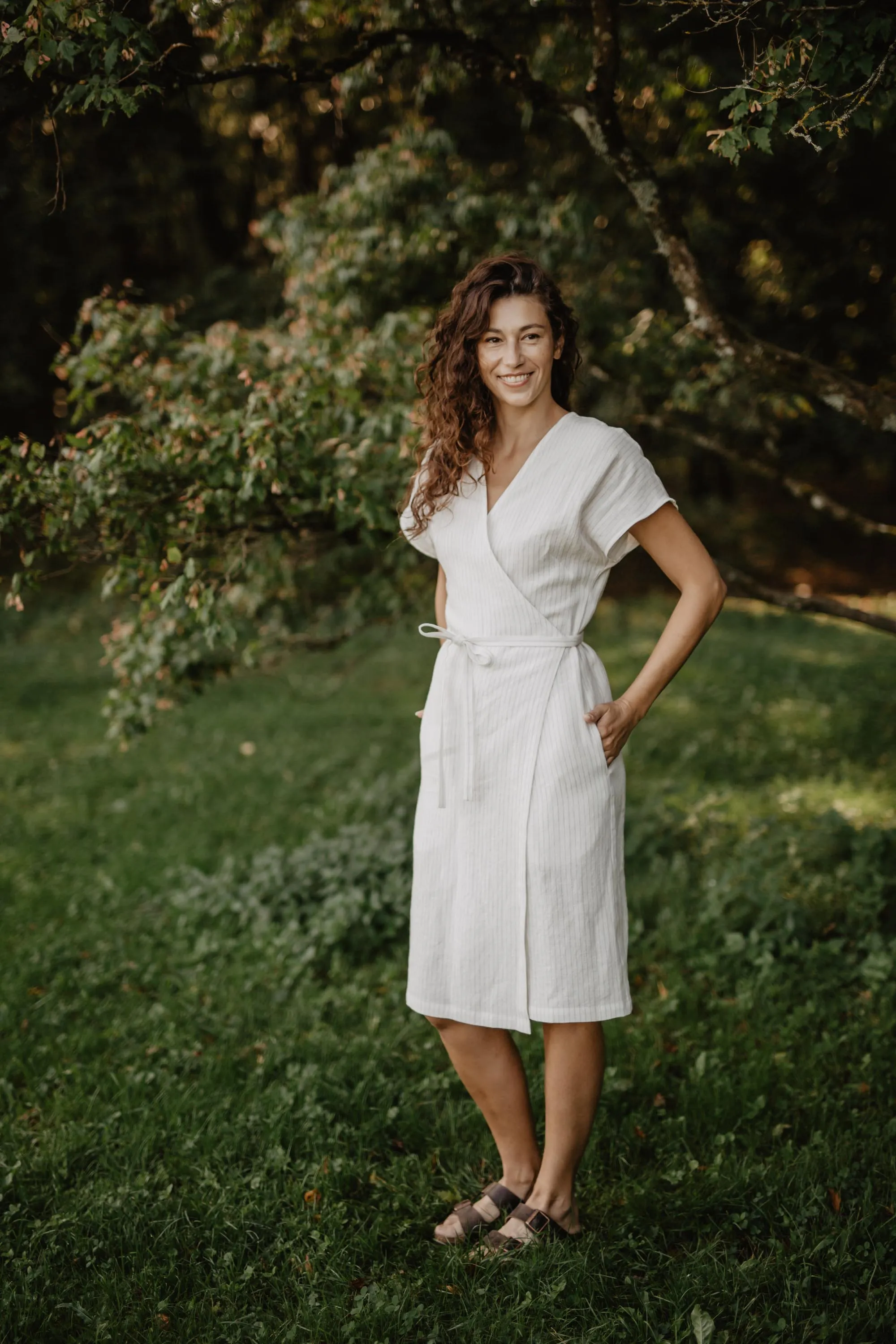 Rome Linen Wrap Dress