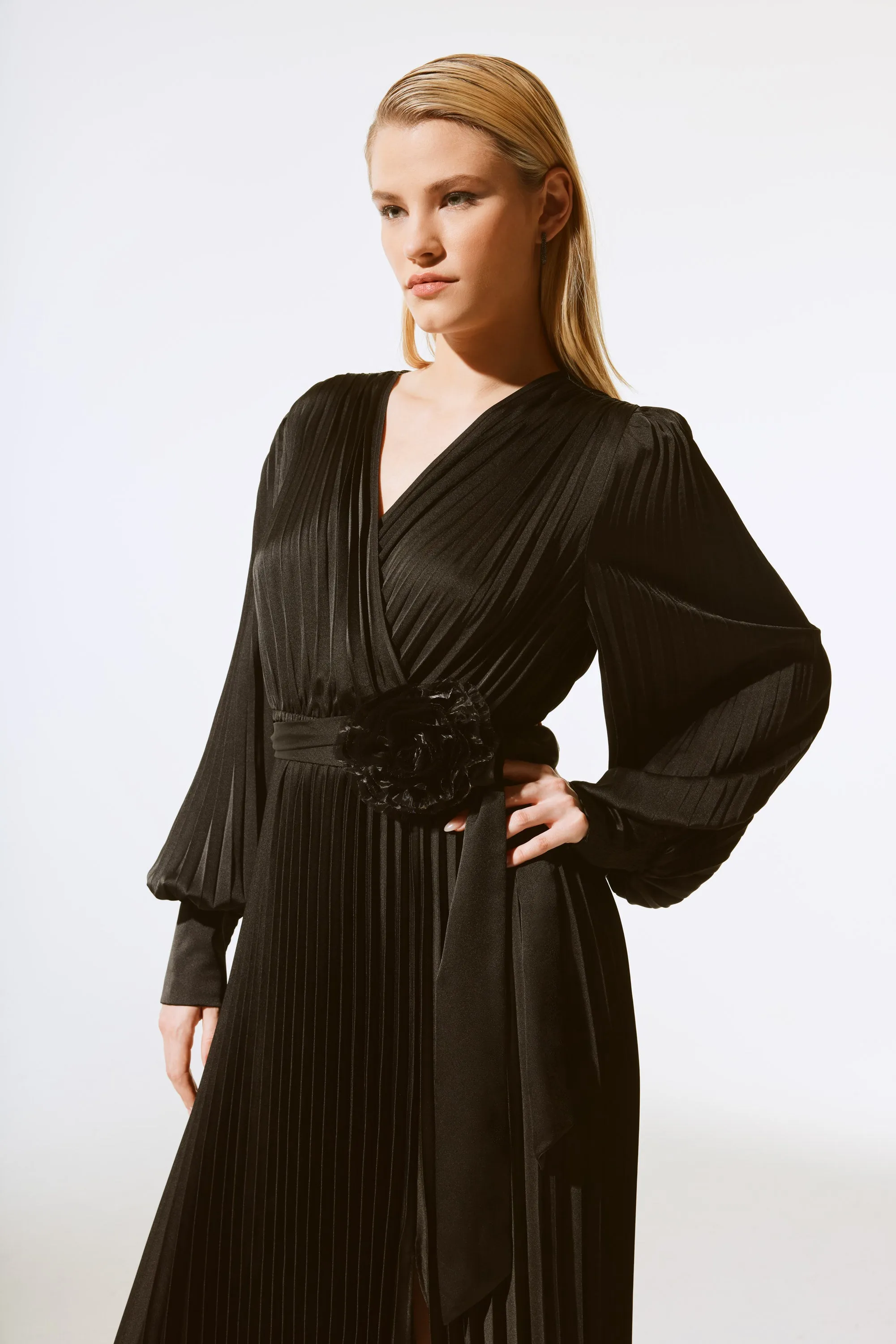 SATIN PLEATED DRESS