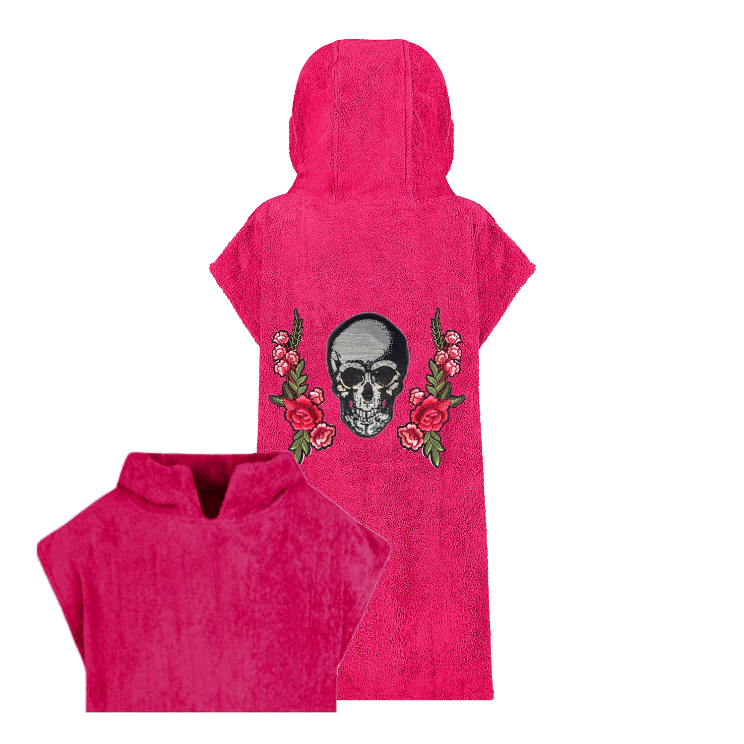 Silver Skull and Roses Beach Robe