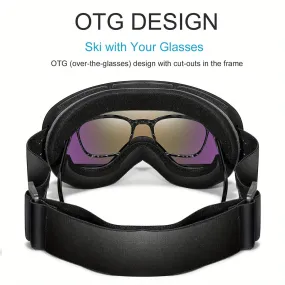 Ski Goggles with Interchangeable Lens - Protection, Anti-Fog, Perfect for Snowboarding & Winter Sports - Includes Bonus Glasses Bag & Myopia Frame