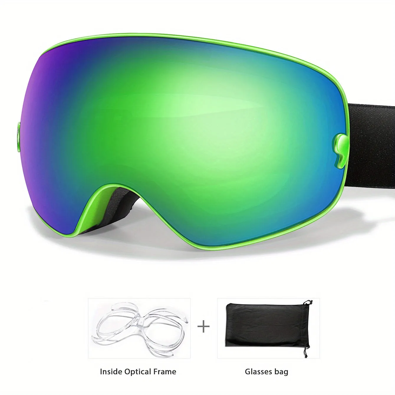 Ski Goggles with Interchangeable Lens - Protection, Anti-Fog, Perfect for Snowboarding & Winter Sports - Includes Bonus Glasses Bag & Myopia Frame