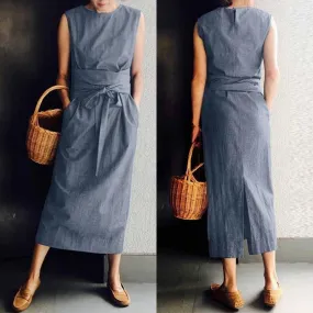 Sleeveless Wrap Midi Dress