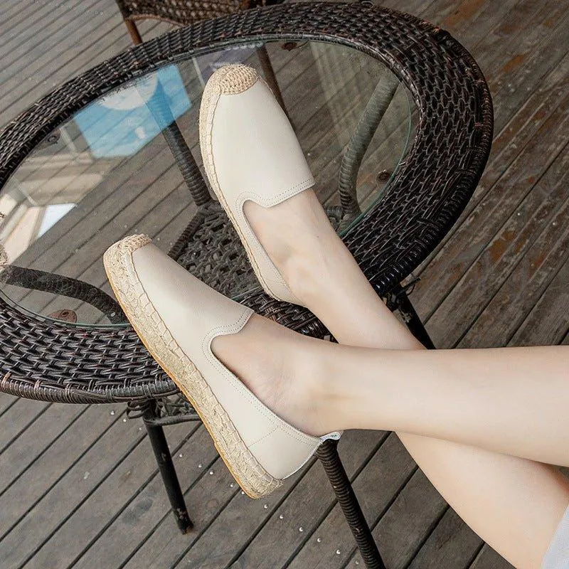 Slip On Woven Leather Loafers for Women