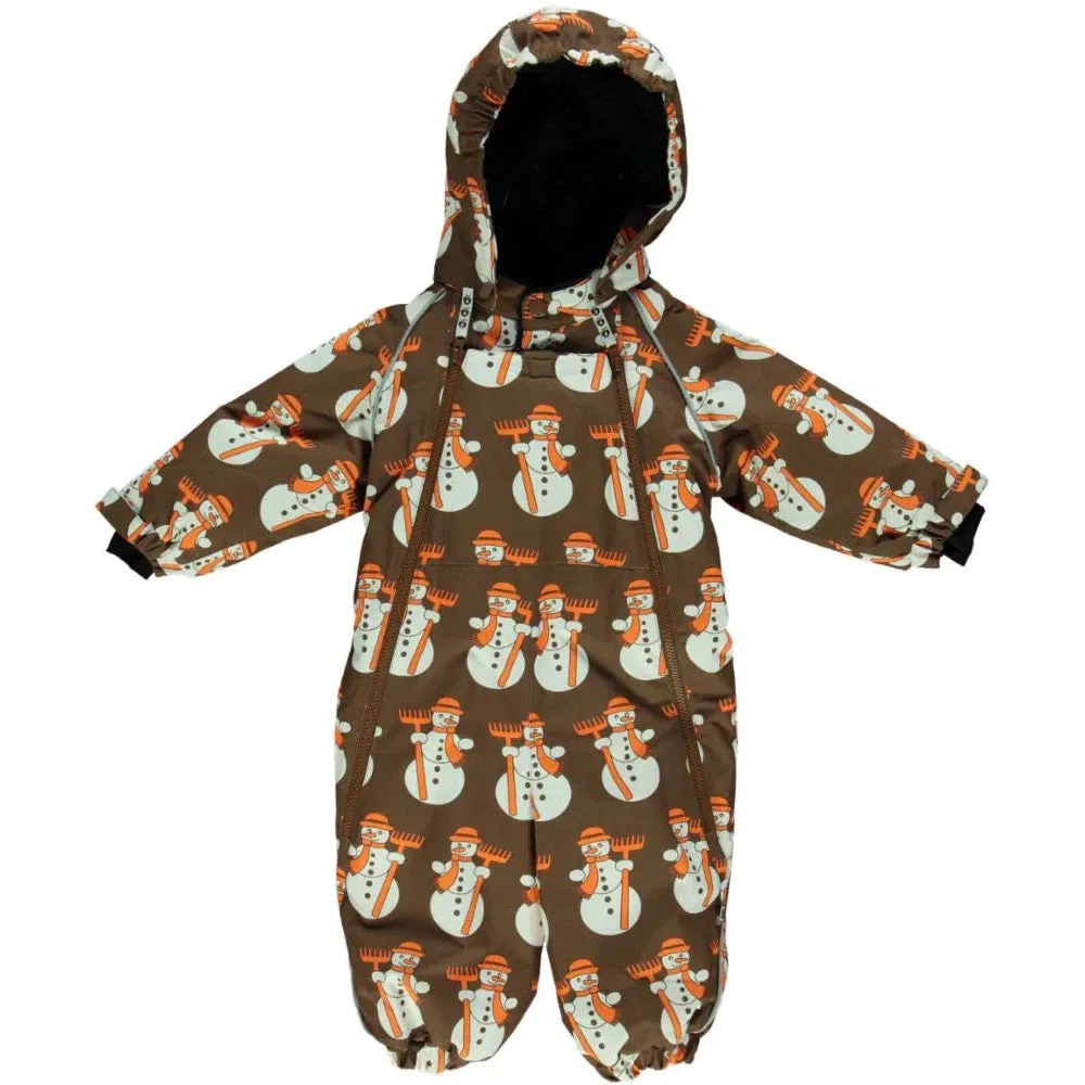 Snowperson Two-Zipper Snowsuit in Brown - 1 Left Size 6-12 months