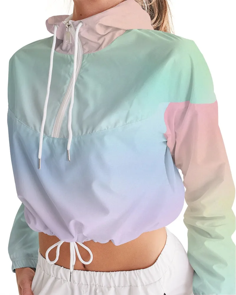 Soft Rainbow Cropped Windbreaker Jacket