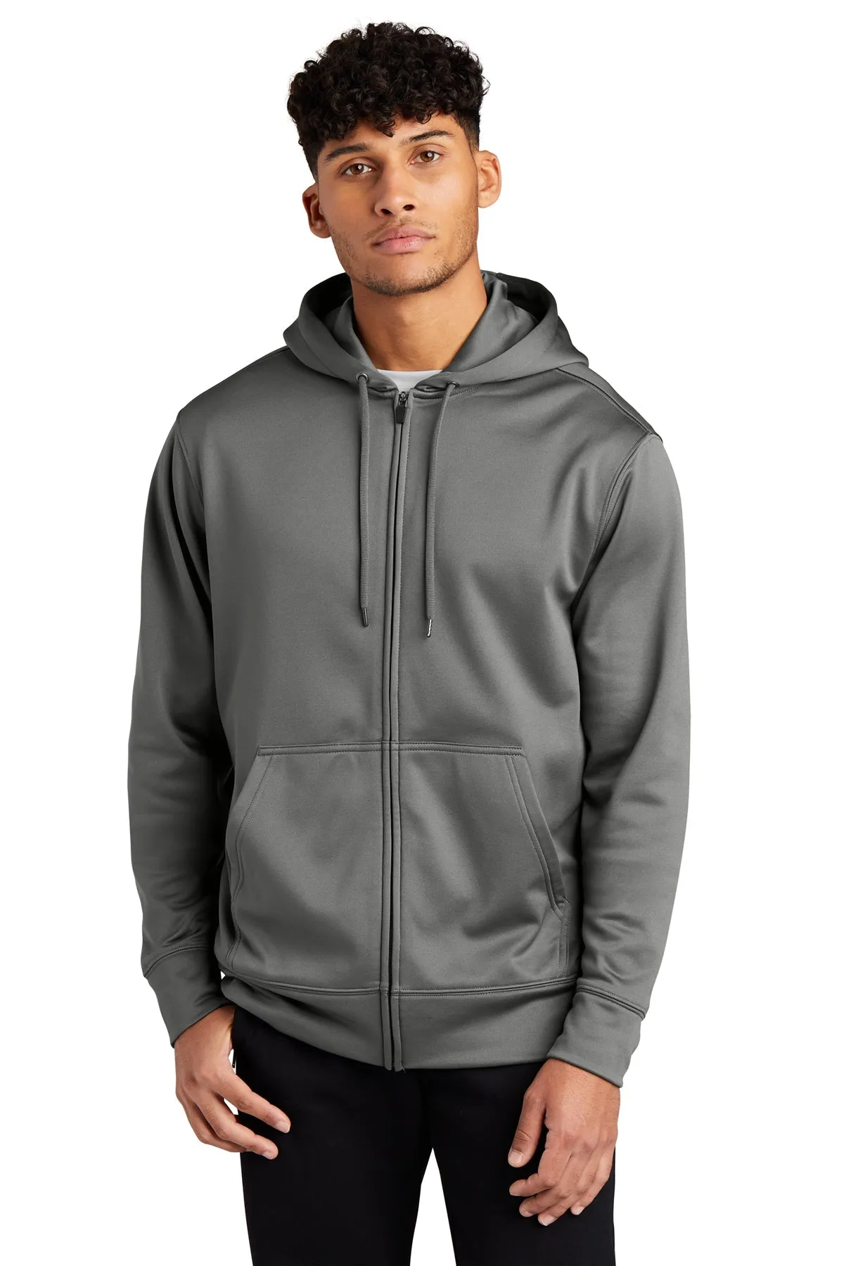 Sport-Tek Sport-Wick Fleece Custom Full-Zip Hooded Jackets, Dark Smoke Grey