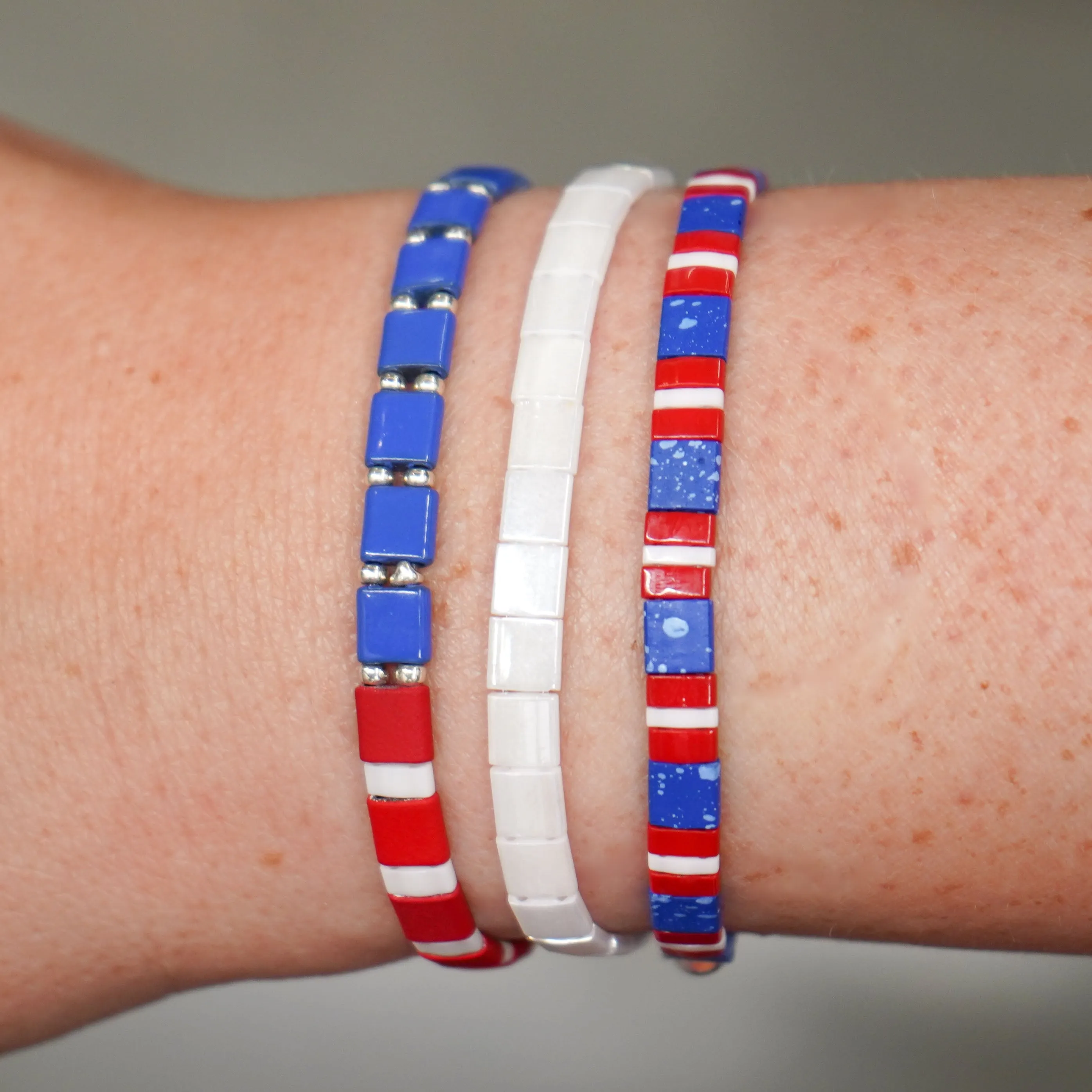 STARS & STRIPES - Tila Bead Bracelet Stack