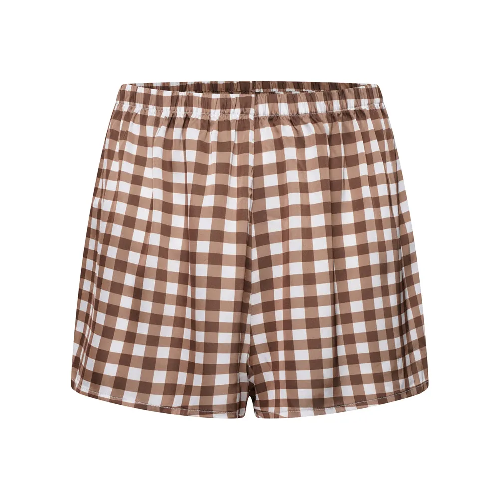 Stretch Sleep Boxer Short - Brown Gingham