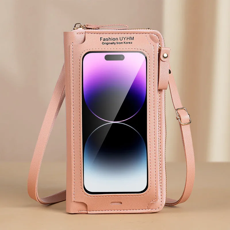 Stylish Touch Screen Crossbody Cell Phone Purse - Quick Access, Secure Anti-Theft Design - Durable Faux Leather with Clear View Window - Versatile Single Shoulder Mini Bag for Fashion-Forward Women