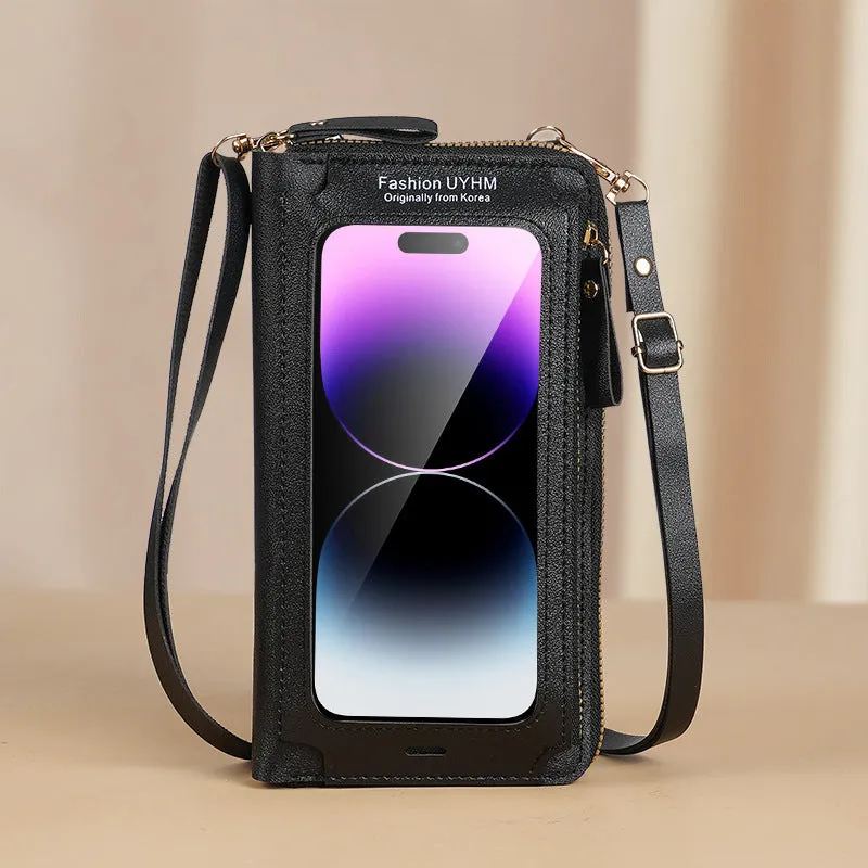 Stylish Touch Screen Crossbody Cell Phone Purse - Quick Access, Secure Anti-Theft Design - Durable Faux Leather with Clear View Window - Versatile Single Shoulder Mini Bag for Fashion-Forward Women