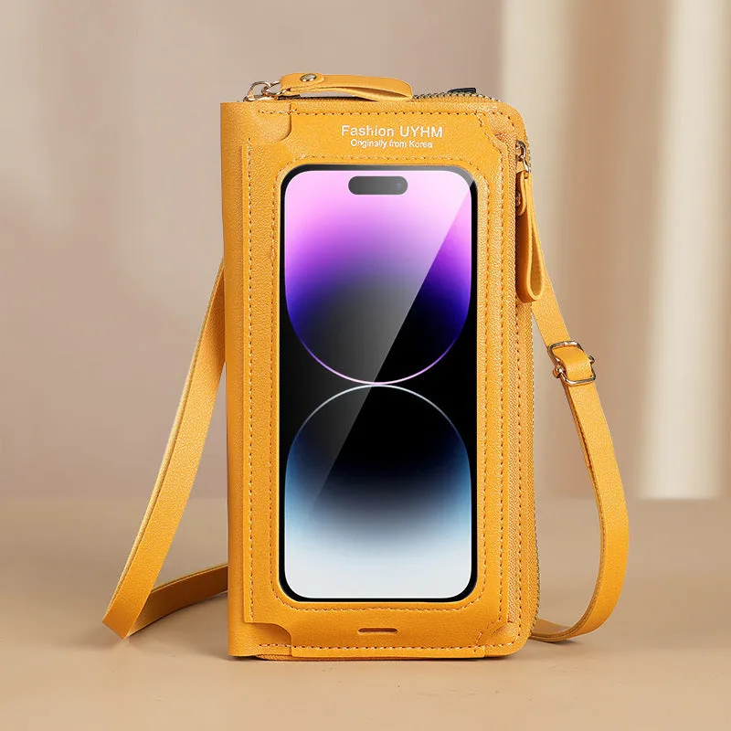 Stylish Touch Screen Crossbody Cell Phone Purse - Quick Access, Secure Anti-Theft Design - Durable Faux Leather with Clear View Window - Versatile Single Shoulder Mini Bag for Fashion-Forward Women