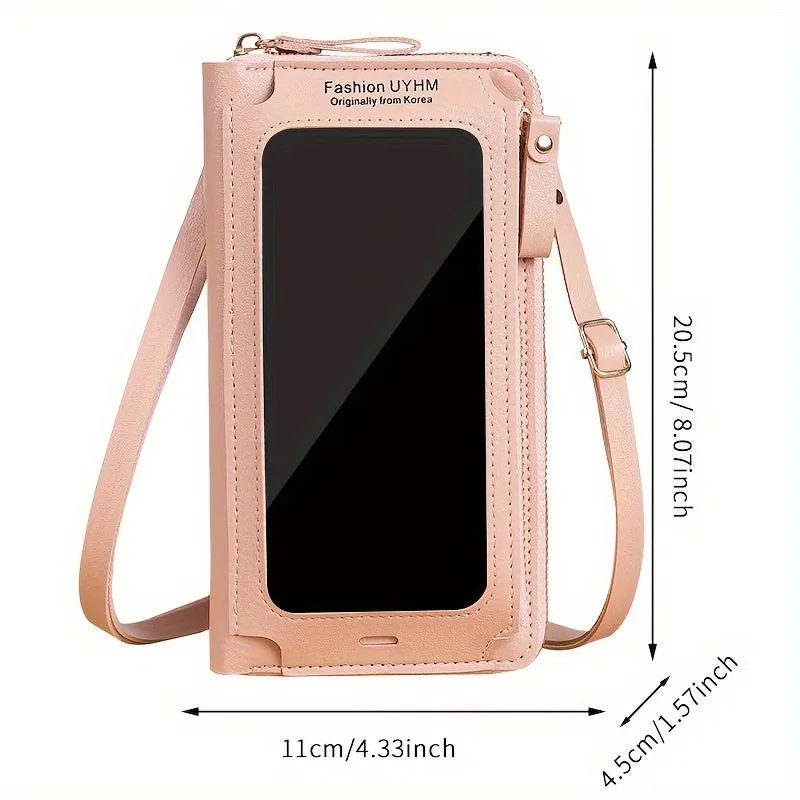 Stylish Touch Screen Crossbody Cell Phone Purse - Quick Access, Secure Anti-Theft Design - Durable Faux Leather with Clear View Window - Versatile Single Shoulder Mini Bag for Fashion-Forward Women