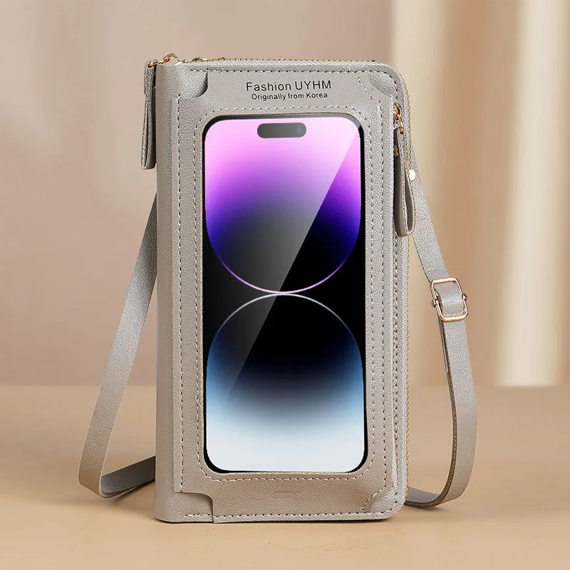 Stylish Touch Screen Crossbody Cell Phone Purse - Quick Access, Secure Anti-Theft Design - Durable Faux Leather with Clear View Window - Versatile Single Shoulder Mini Bag for Fashion-Forward Women