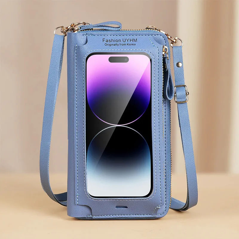 Stylish Touch Screen Crossbody Cell Phone Purse - Quick Access, Secure Anti-Theft Design - Durable Faux Leather with Clear View Window - Versatile Single Shoulder Mini Bag for Fashion-Forward Women