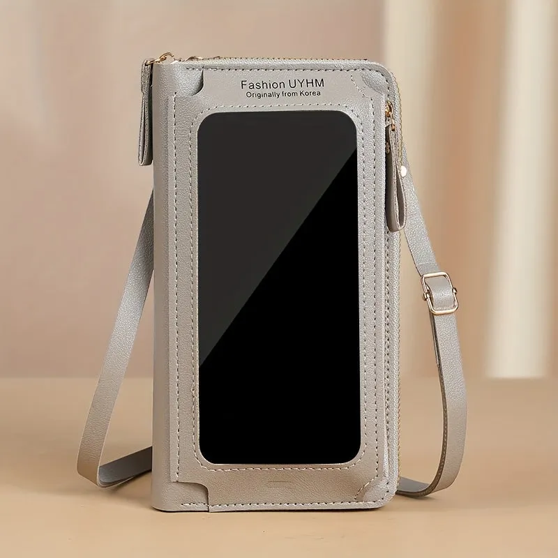 Stylish Touch Screen Crossbody Cell Phone Purse - Quick Access, Secure Anti-Theft Design - Durable Faux Leather with Clear View Window - Versatile Single Shoulder Mini Bag for Fashion-Forward Women