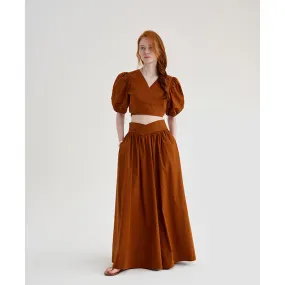 Textile Song Fried Street Anti-Aging Fashion Mature Women Suit Summer Brown Capable Graceful and Fashionable Two-Piece Long Dress