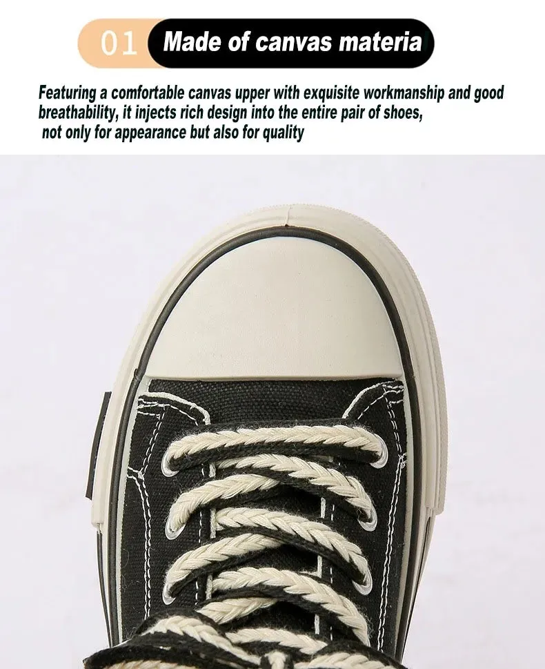 Thick soled wheat ear canvas women trendy children students versatile autumn and summer niche design for casual breathable board shoes