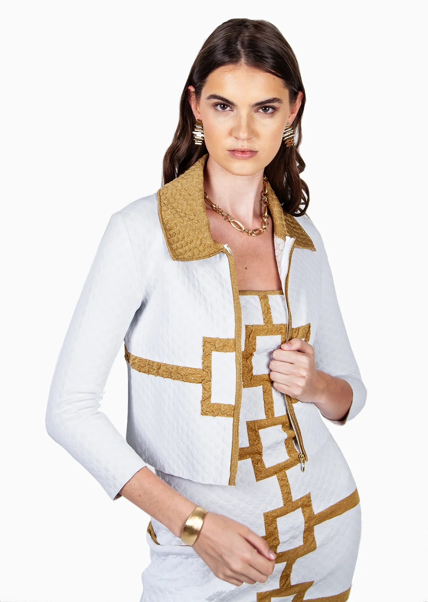 Toinette – Cropped Geo Jacket with Collar