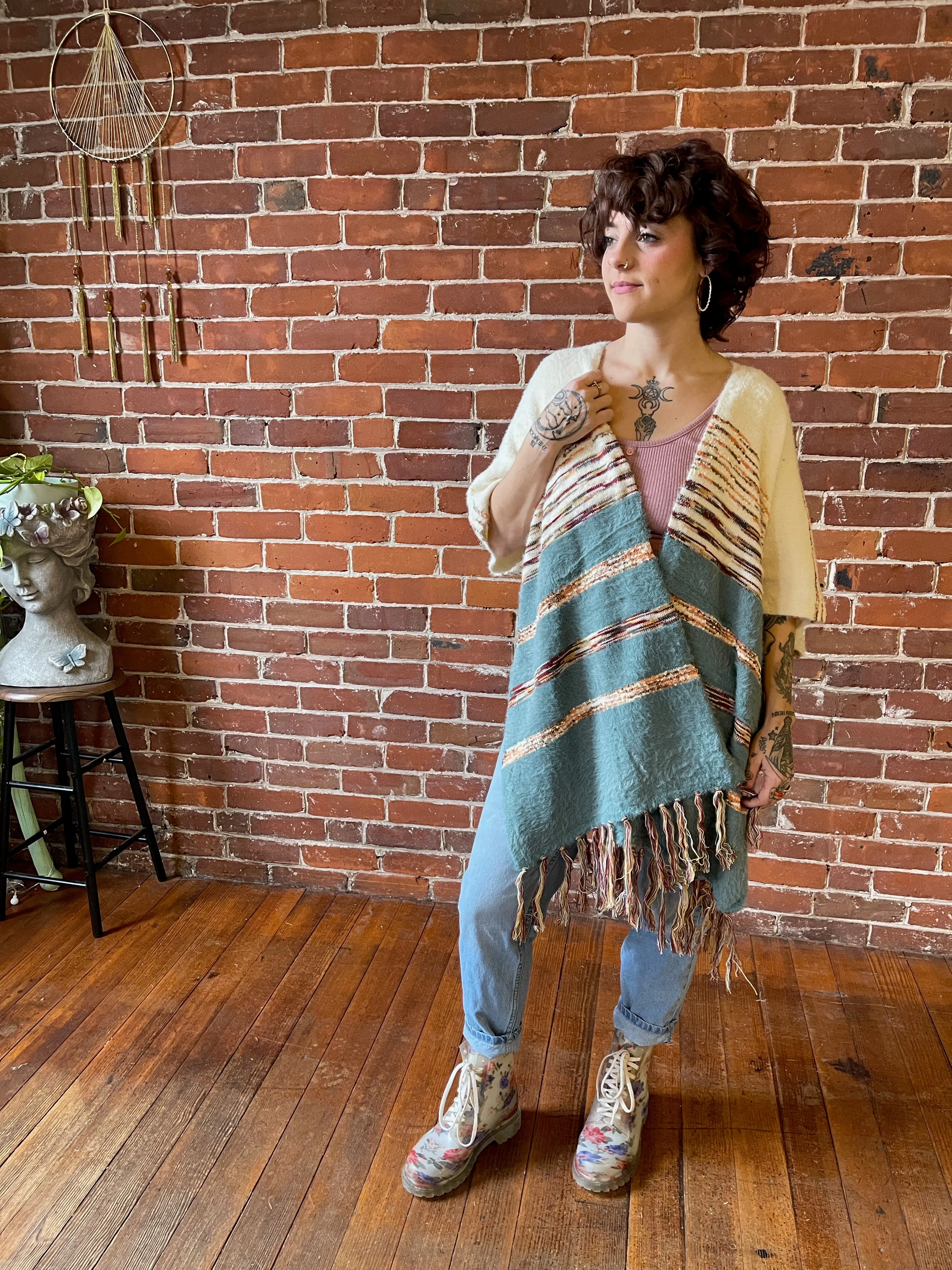 Turquoise Dreams Fringe Sweater