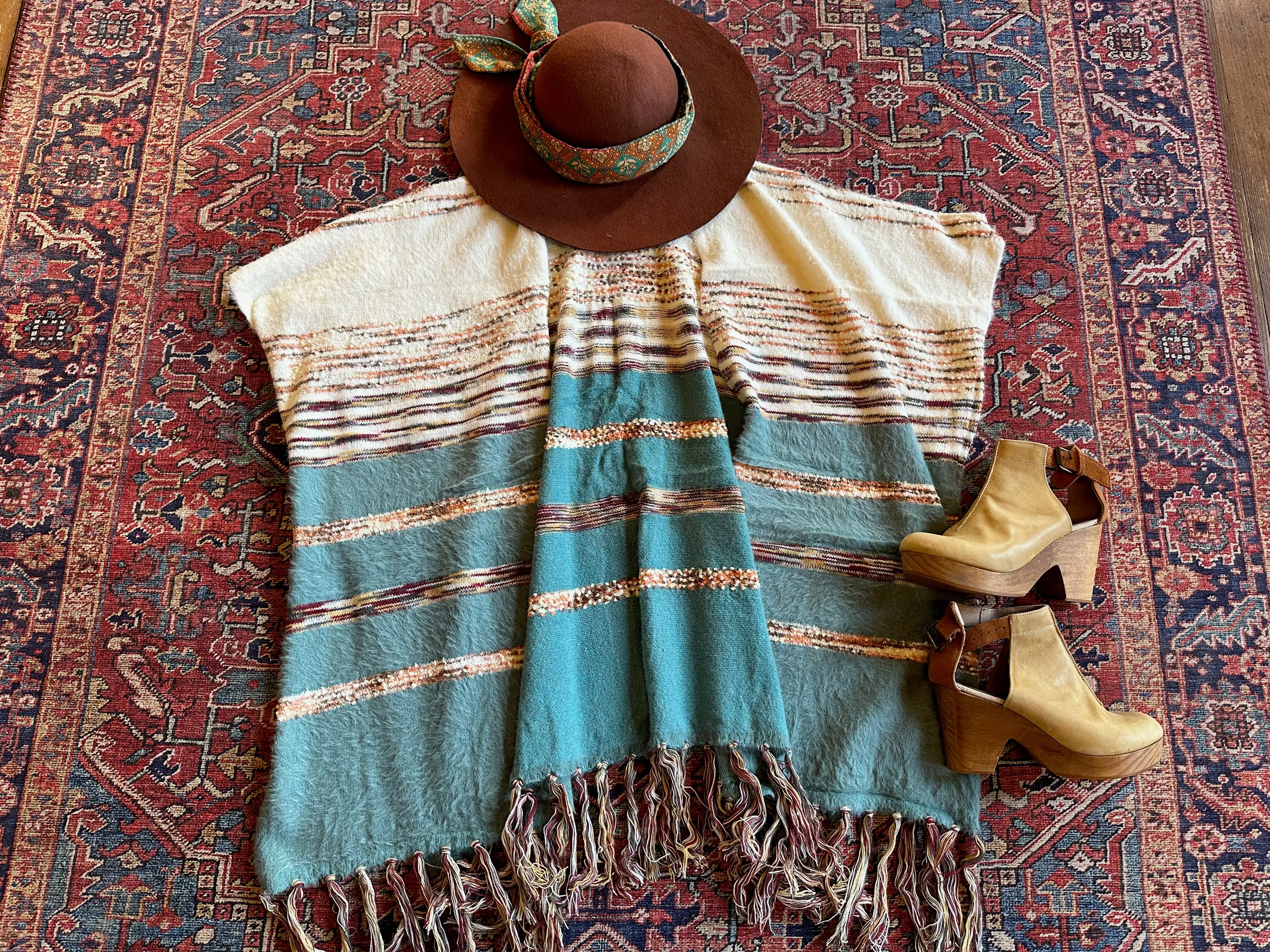 Turquoise Dreams Fringe Sweater