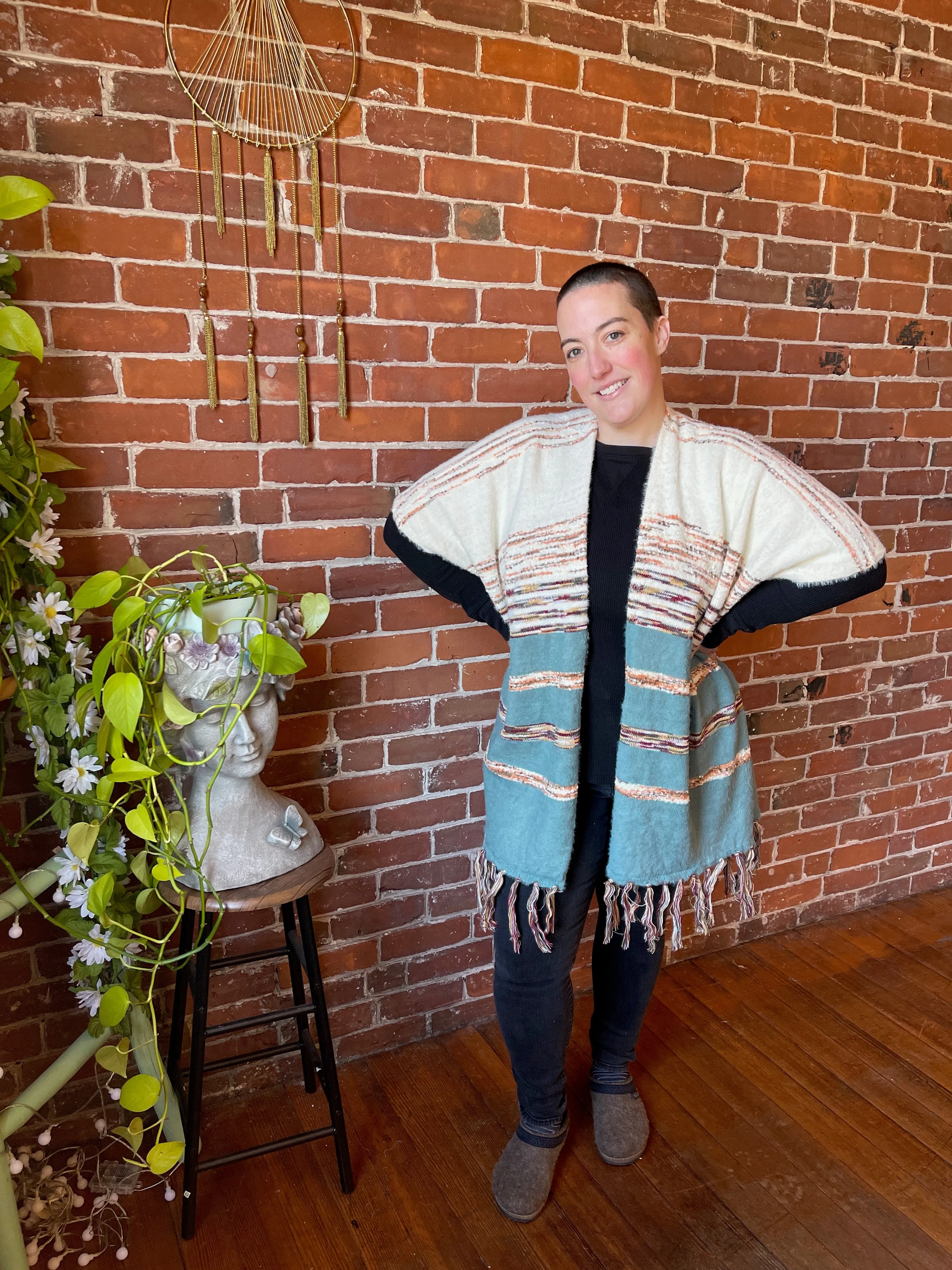 Turquoise Dreams Fringe Sweater