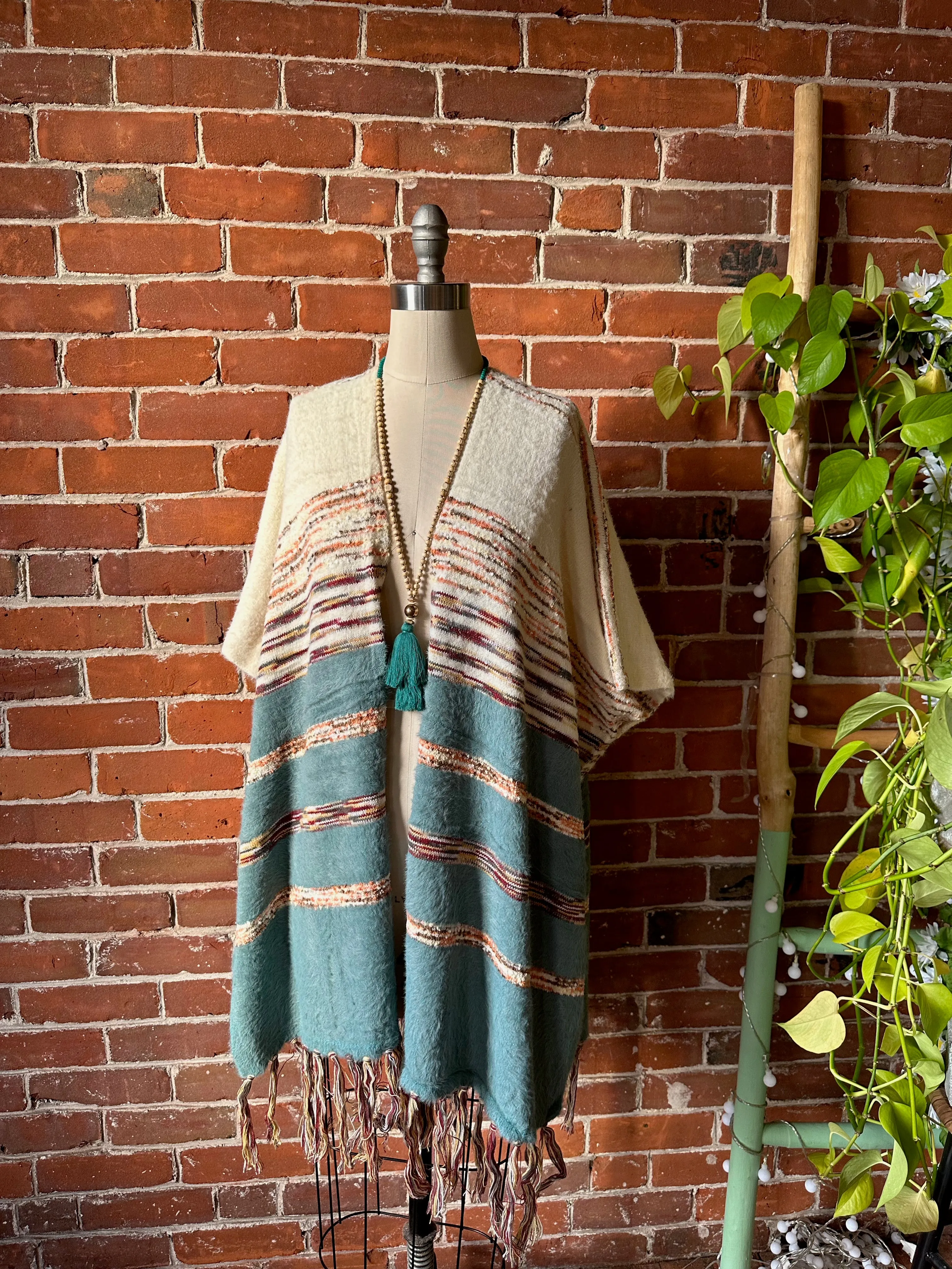 Turquoise Dreams Fringe Sweater